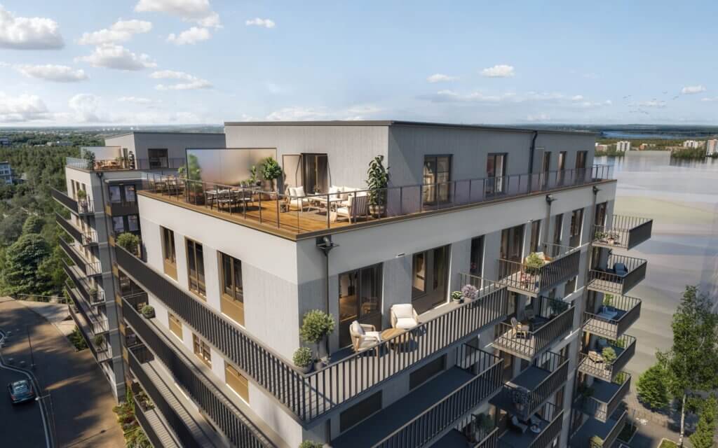 Bakom bostadsprojektet Terrasshusen i Norra Djurgårdsstaden står OBOS, en bostadsutvecklare i Sverige och Norge.